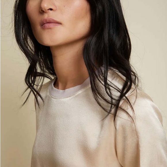 Nation LTD Marie Satin Steen Top XS Boxy Tee Shirt Almond Gold Like New - Picture 3 of 8